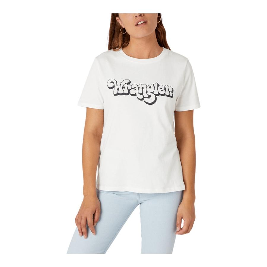 Polera Mujer Wrangler Logo 3D Tee Wornwhite Blanco