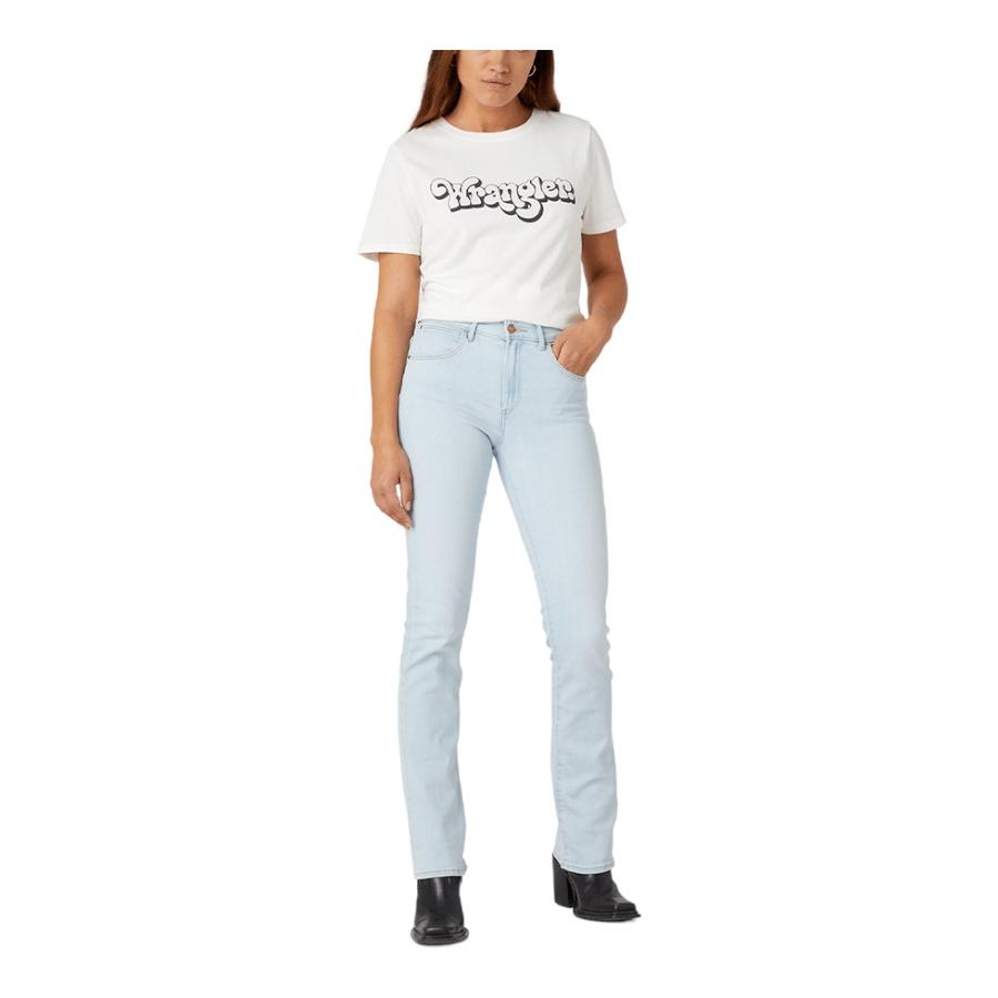 Polera Mujer Wrangler Logo 3D Tee Wornwhite Blanco