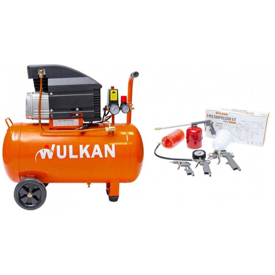 Motocompresor Wulkan 100 Lts 3 Hp + Kit De 5 Piezas